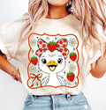 Cute Strawberry Goose Bow Tshirt, Summer Strawberry Goose, Coquette Goose Strawberry, Mothers Day Hoodie, Sweatshirt