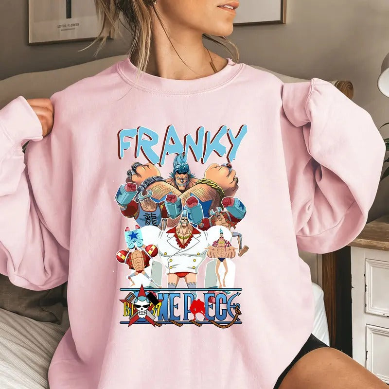 Cyborg Strawhat OP Characters Shirt Crewneck Hoodie, Anime Shirt Comfort Cotton Sweatshirt | CiraTrend.com