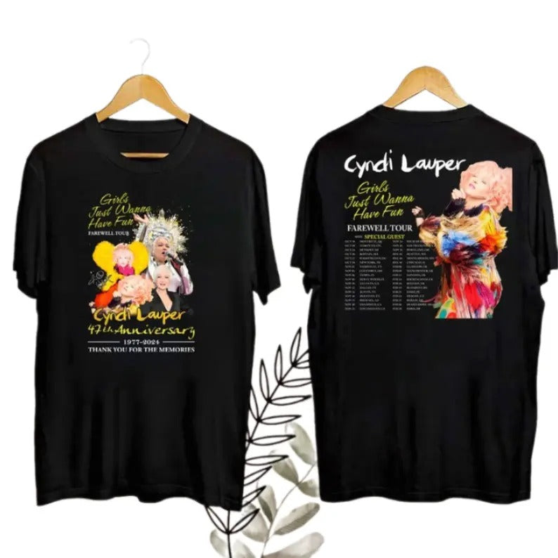 Cyndi Lauper Girl Just Wanna Have Fun Farewell Tour 2024 Concert T-Shirt, Cyndi Lauper Fan Gifts Hoodie, Sweatshirt
