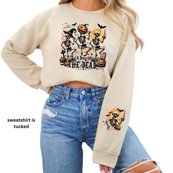 DAY OF THE DE&D Long Sleeve Crewneck Sweatshirt - Unisex, Small to 5X, Full Front Graphic & Sleeve Graphic, Halloween...