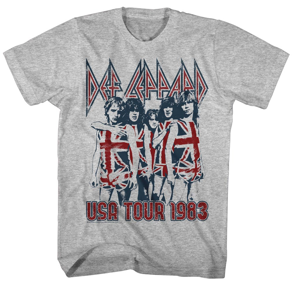 Def Leppard Mens S/S T-Shirt - Usa Tour 1983 - Heather Gray Heather Hoodie, Sweatshirt | CiraTrend.com