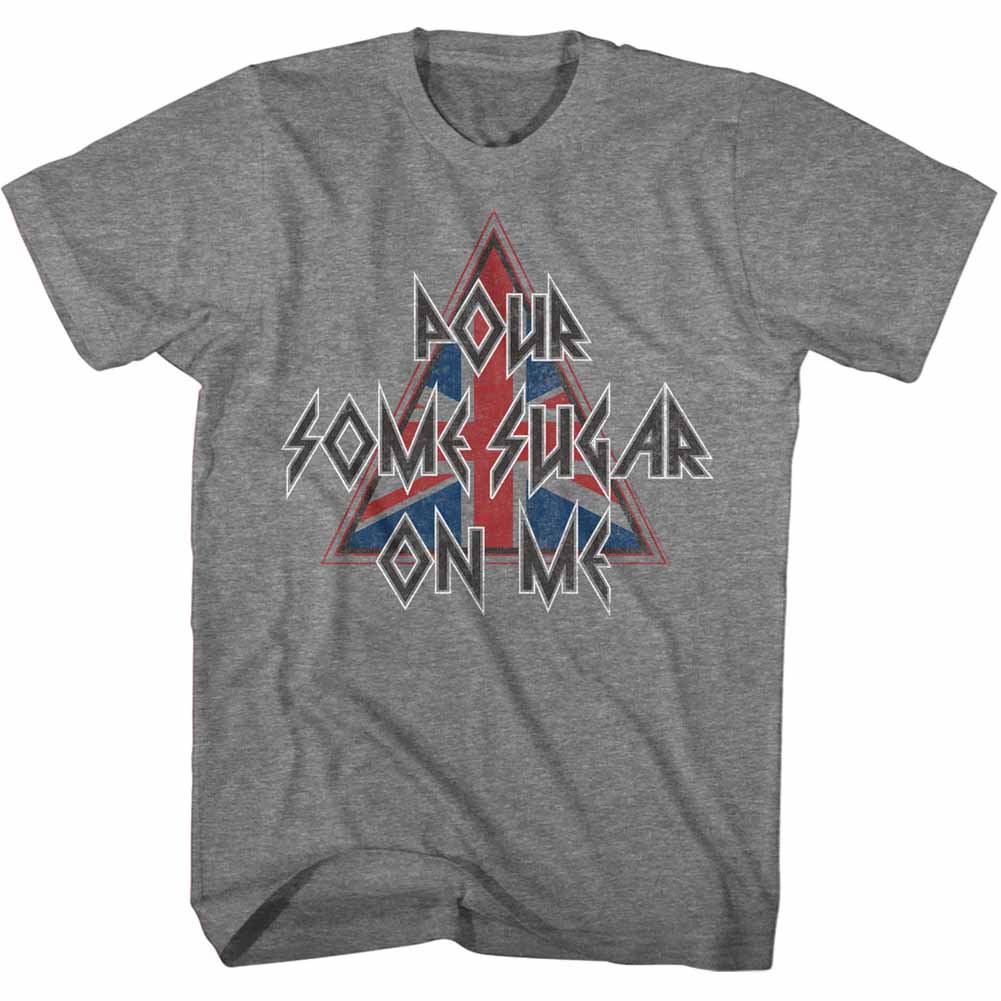 Def Leppard Mens S/S T-Shirt - Pour Some Triangle - Heather Graphite Heather Hoodie, Sweatshirt | CiraTrend.com
