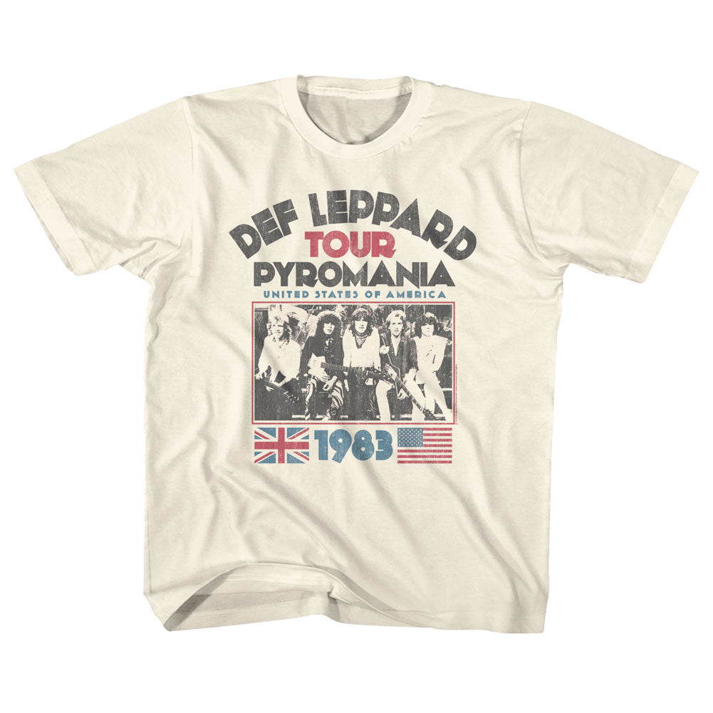 Def Leppard Youth S/S T-Shirt - Pyro Tour - Solid Natural Hoodie, Sweatshirt | CiraTrend.com