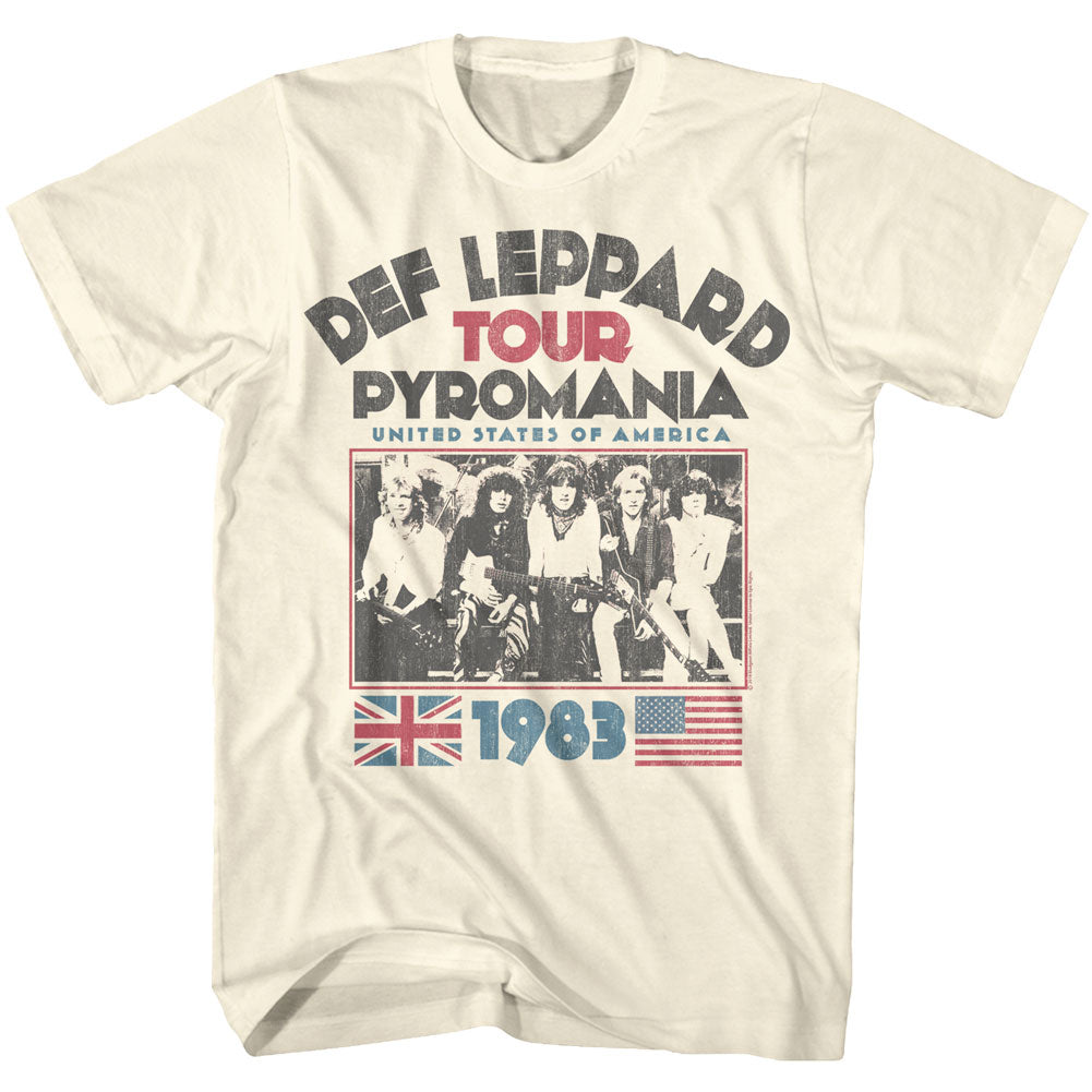 Def Leppard Mens S/S T-Shirt - Pyro Tour - Solid Natural Hoodie, Sweatshirt | CiraTrend.com