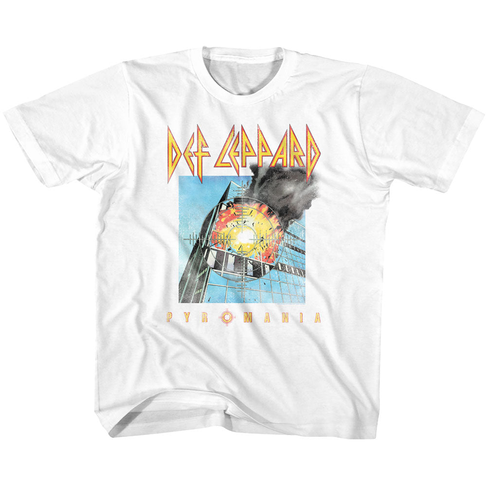 Def Leppard Youth S/S T-Shirt - Faded Pyromania - Solid White Hoodie, Sweatshirt | CiraTrend.com