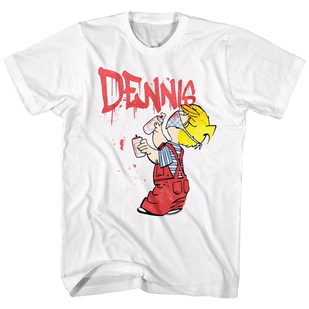 Dennis The Menace Mens S/S T-Shirt - Graffiti - Solid White Hoodie, Sweatshirt | CiraTrend.com