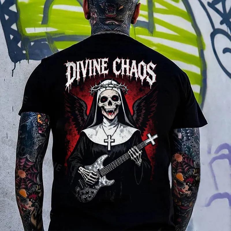 DIVINE CHAOS Skeleton Nun Print Men's T-shirt Hoodie, Sweatshirt | CiraTrend.com