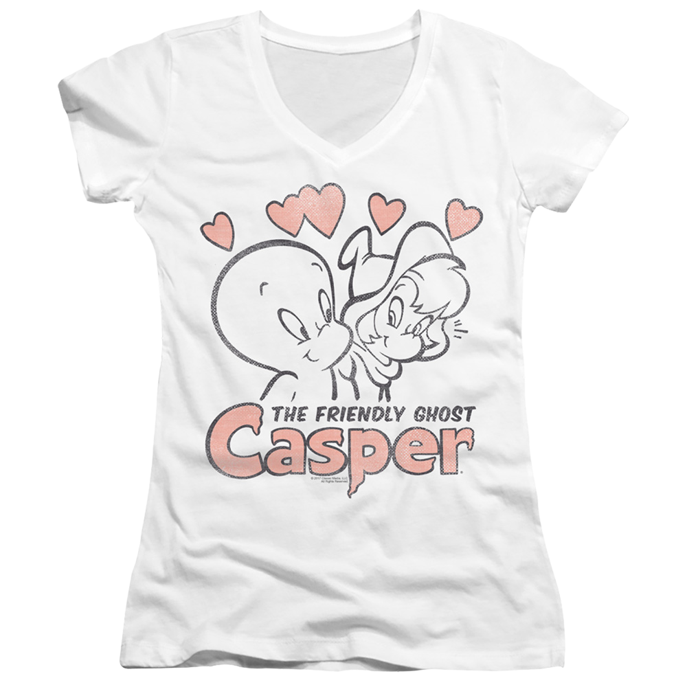 Casper the Friendly Ghost Hearts - Juniors V-Neck T-Shirt Hoodie, Sweatshirt | CiraTrend.com
