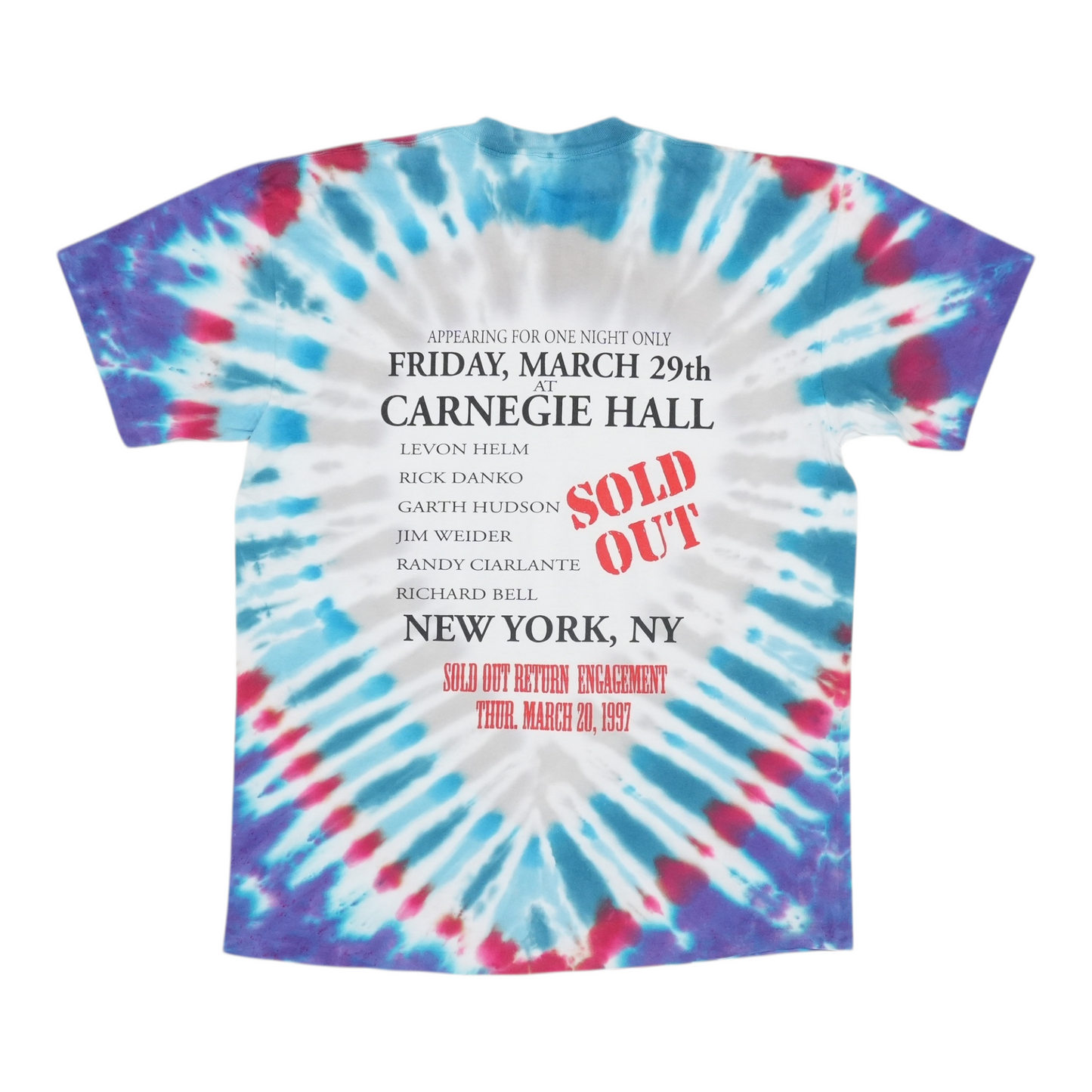 1997 The Band Carnegie Hall Concert Tie Dye Shirt Style001