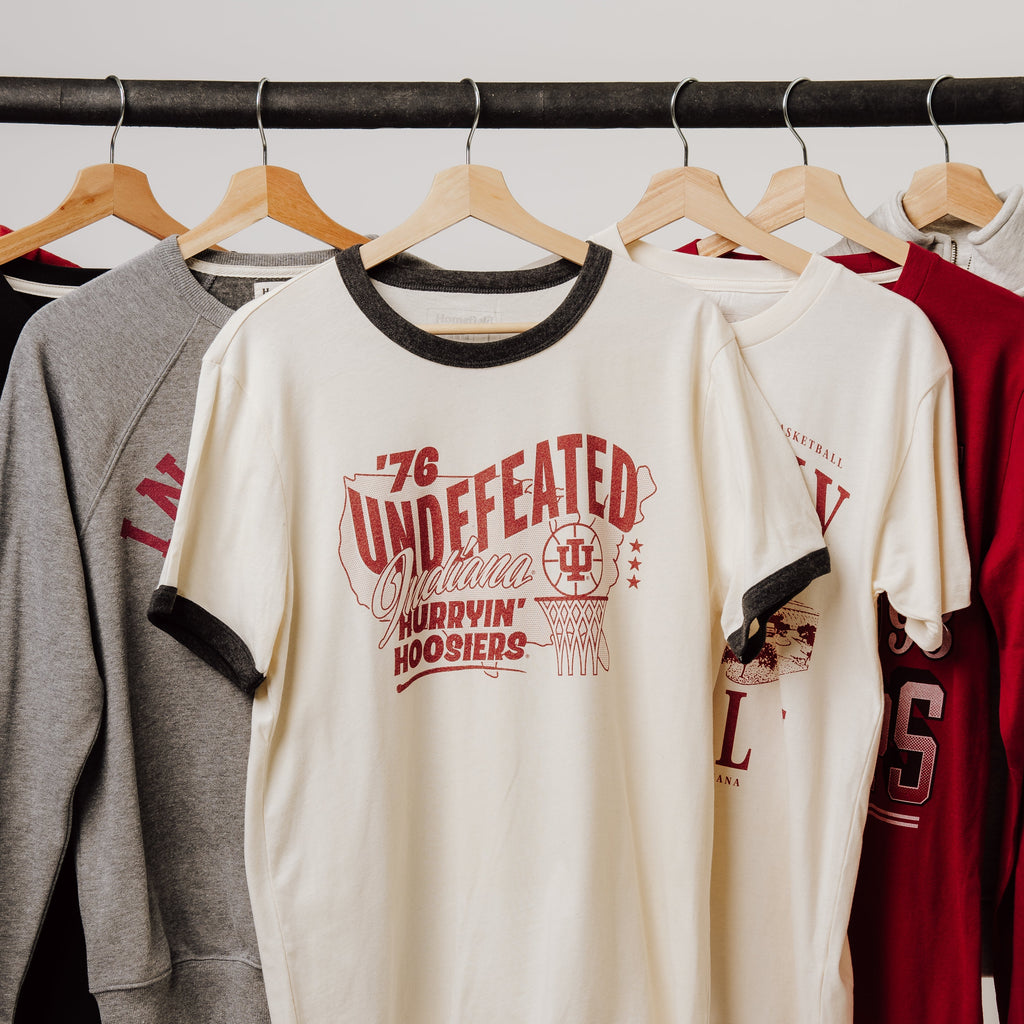 Indiana 1976 Undefeated "Hurryin' Hoosiers" Ringer Tee Style001