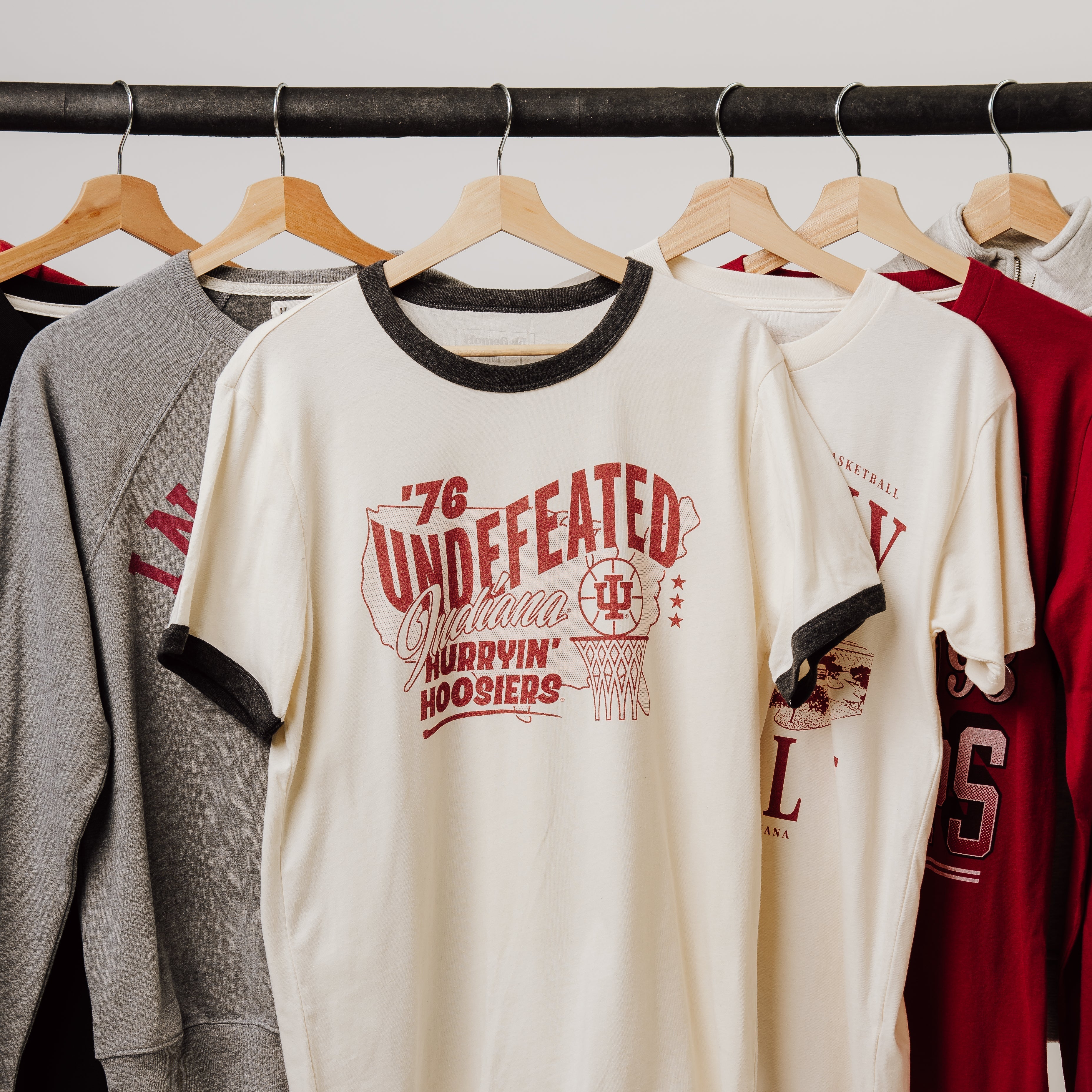 Indiana 1976 Undefeated "Hurryin' Hoosiers" Ringer Tee Style001