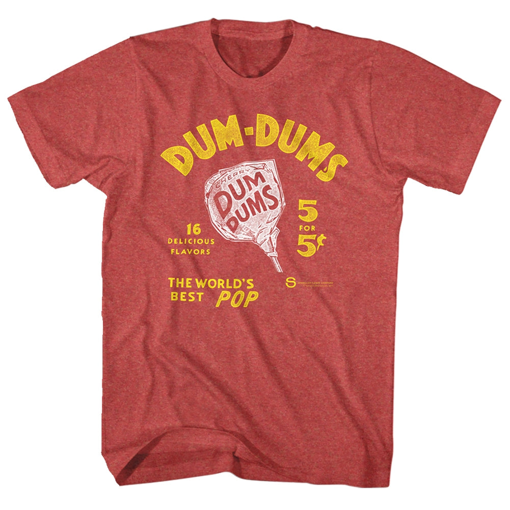 Dum Dums Mens S/S T-Shirt - World'S Best Pop - Heather Red Heather Hoodie, Sweatshirt | CiraTrend.com