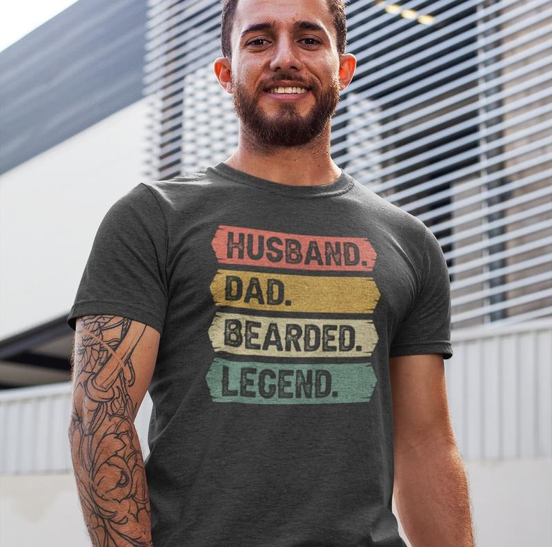 Dad Beard T Shirt Hoodie Sweater - Bearded Legend Tee For Husbands And Fathers
