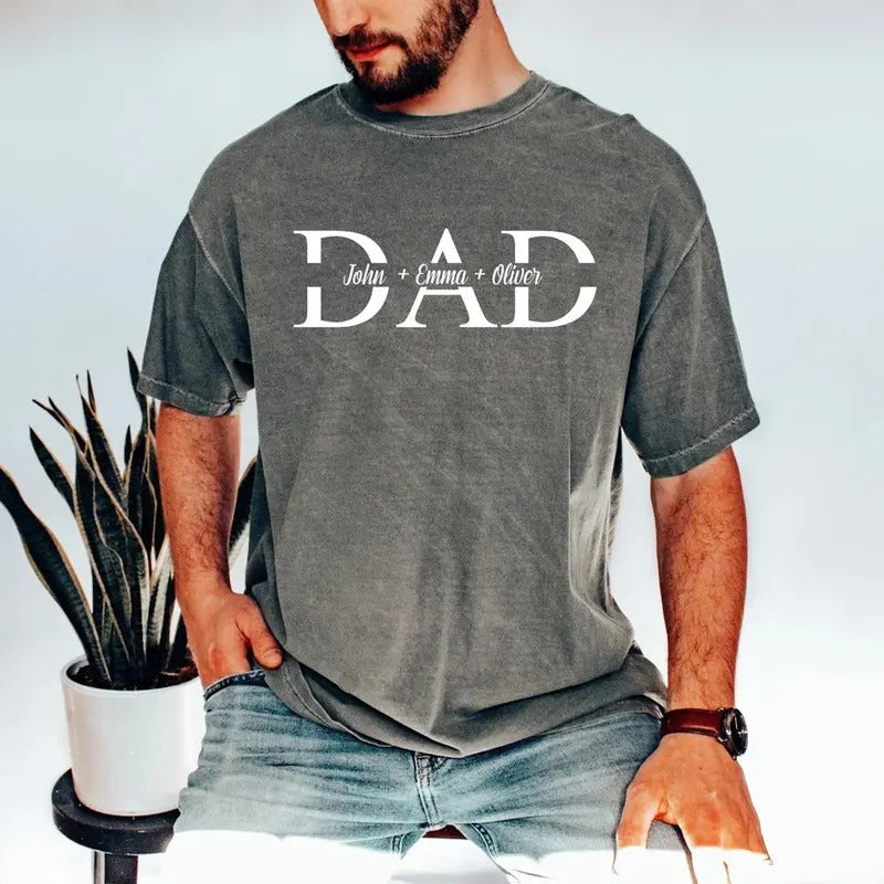 Dad Shirt with Kids Names Arm, Comfort Colors Custom Dad Tshirt Menswear Top style 02 Hoodie, Sweatshirt | CiraTrend.com
