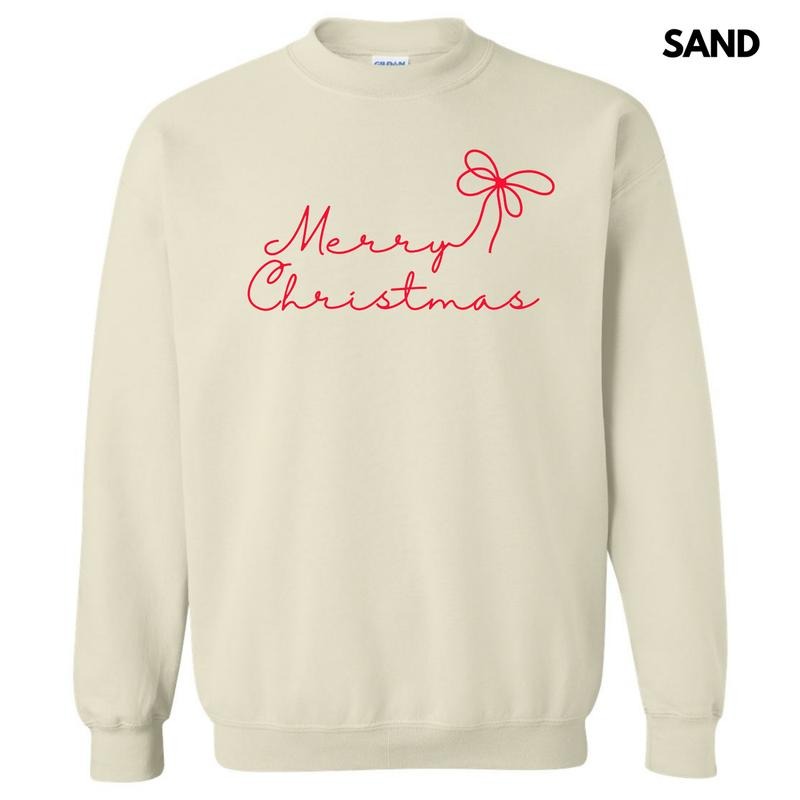 Dainty Script Red Merry Christmas Sweatshirt 'NLB' T-Shirts, Hoodie | CiraTrend.com