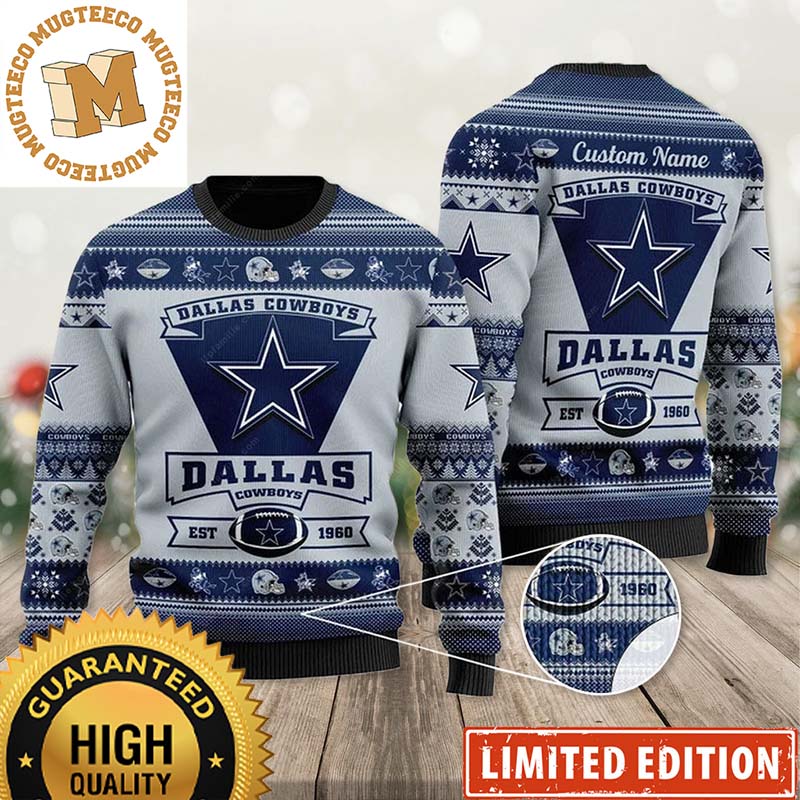 Dallas Cowboys Est 1960 Personalized Custom Name Ugly Christmas Sweater