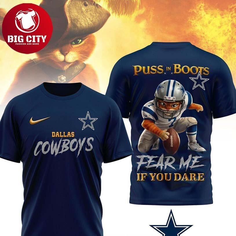 Dallas Cowboys Puss In Boots Fear Me If You Dare Christmas Two Sided Shirt