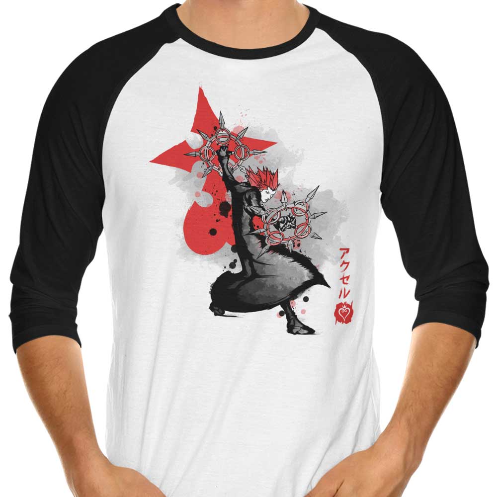 Dancing Flames Sumi-e - 3/4 Sleeve Raglan T-Shirt Hoodie, Sweatshirt | CiraTrend.com (Image 1)