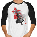 Dancing Flames Sumi-e - 3/4 Sleeve Raglan T-Shirt Hoodie, Sweatshirt | CiraTrend.com (Image 1)