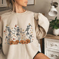 Dancing Skeleton Sweatshirt Pumpkin Sweater Pumpkin Skeleton Shirt Fall Sweatshirt Halloween Party Sweatshirt Spooky...