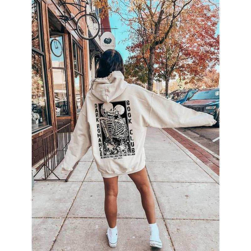 Dark Romance Book Club Sweatshirt, Skeleton Hoodie For Lover, Couple Shirts For Book Lovers, Romance Reader Sweater, Gift...