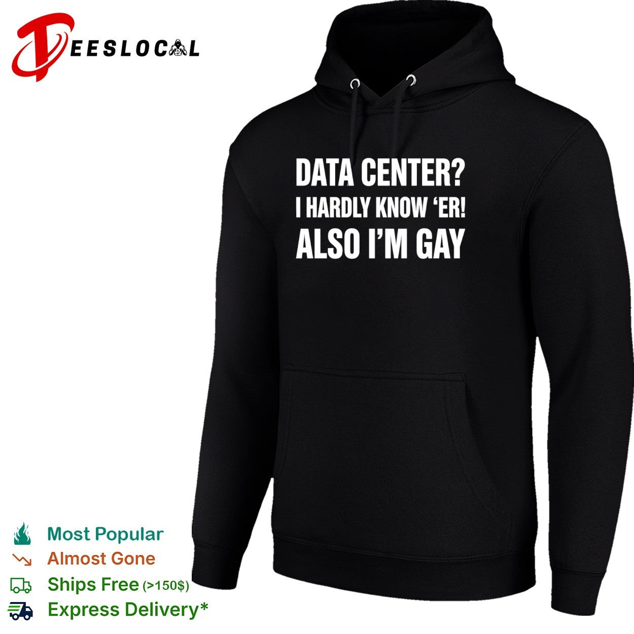 Data center I hardly know er also Im gay text shirt