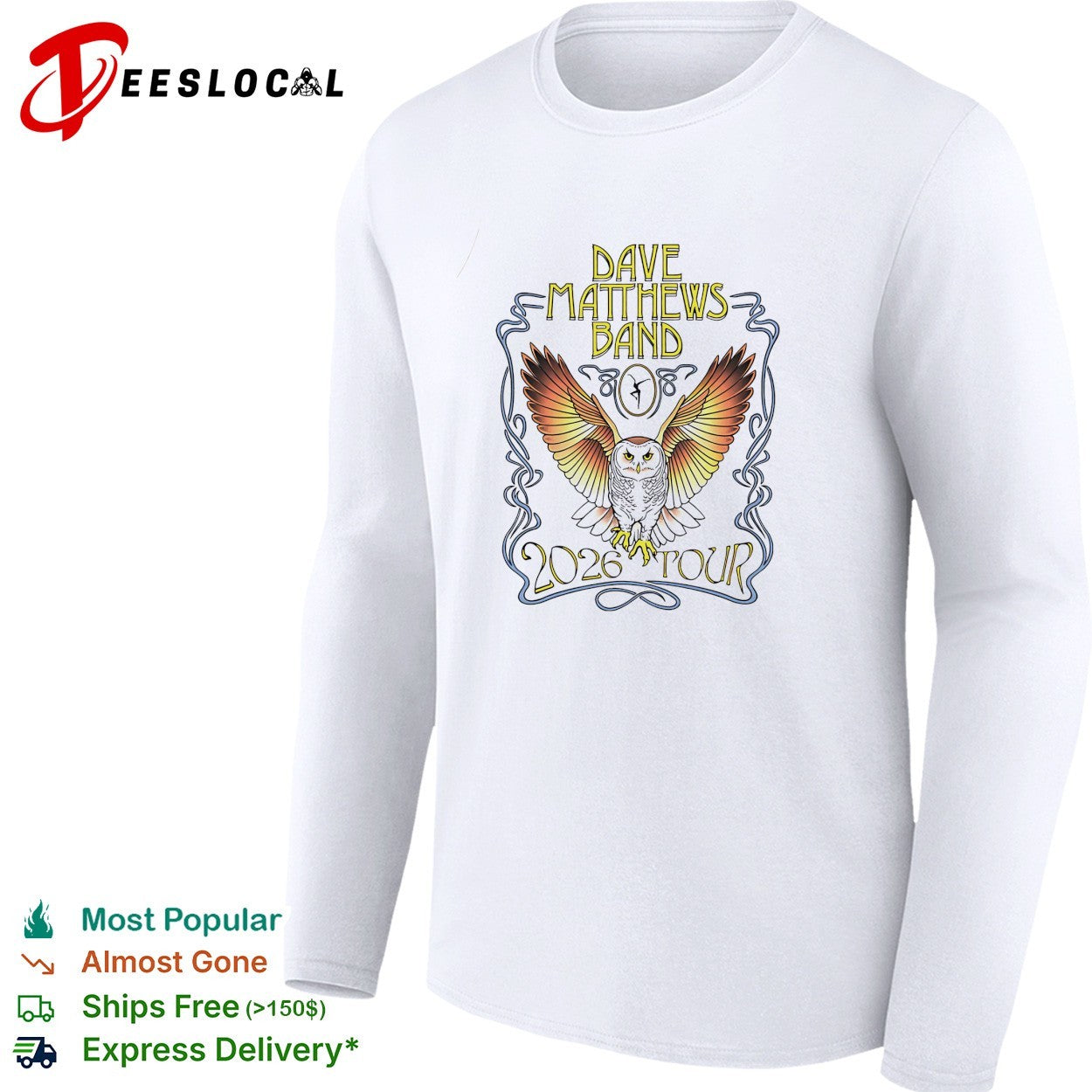 Dave Matthews Band 2026 tour owl shirt