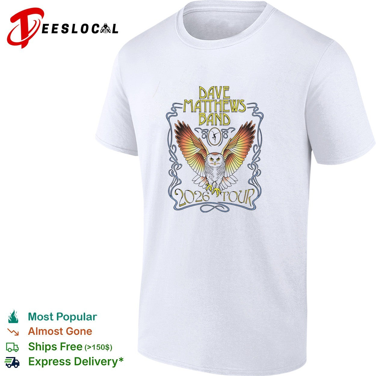 Dave Matthews Band 2026 tour owl shirt