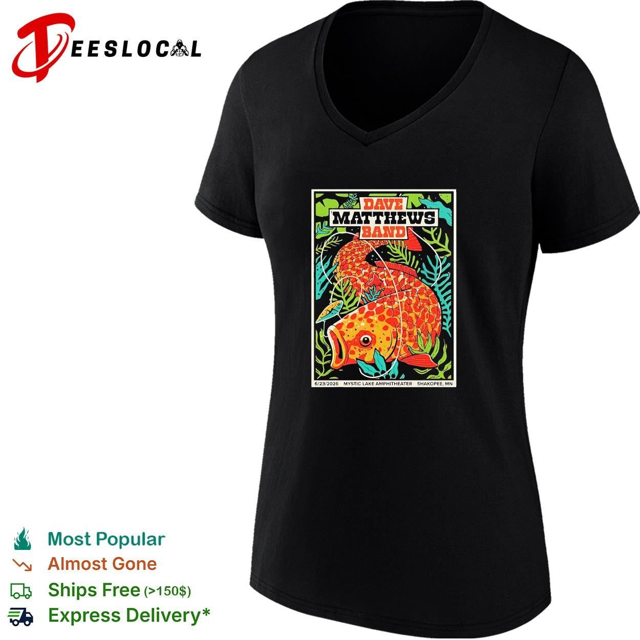 Dave Matthews Band Mystic Lake Amphitheater fish poster shirt