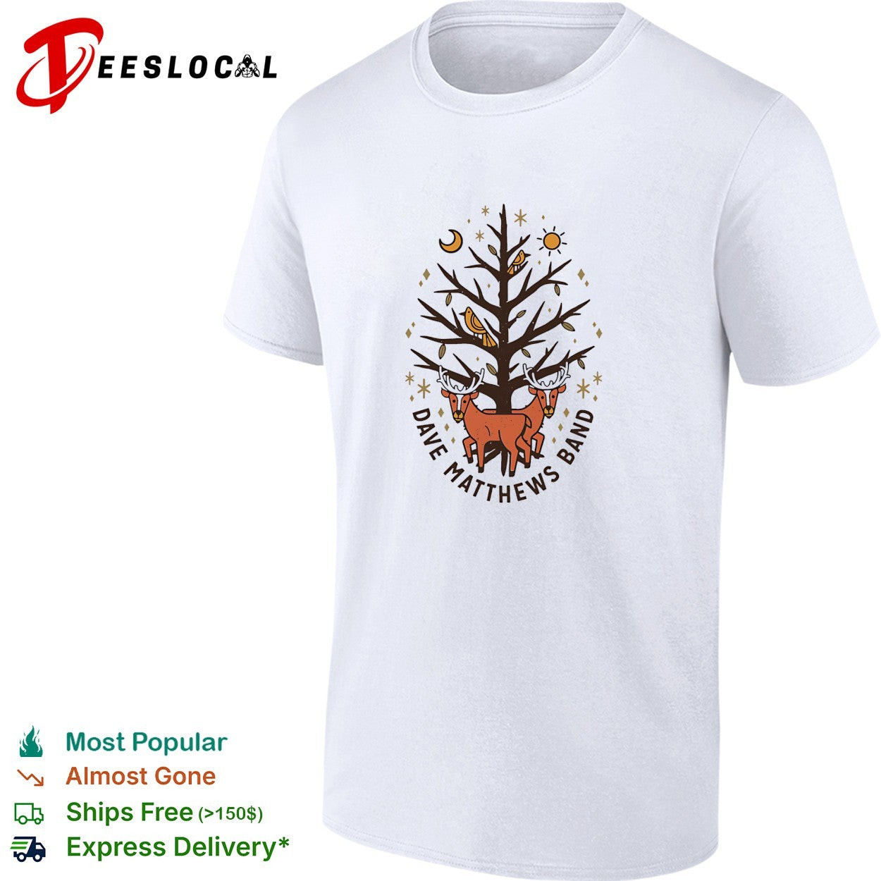 Dave Matthews Band deer tree moon sun shirt