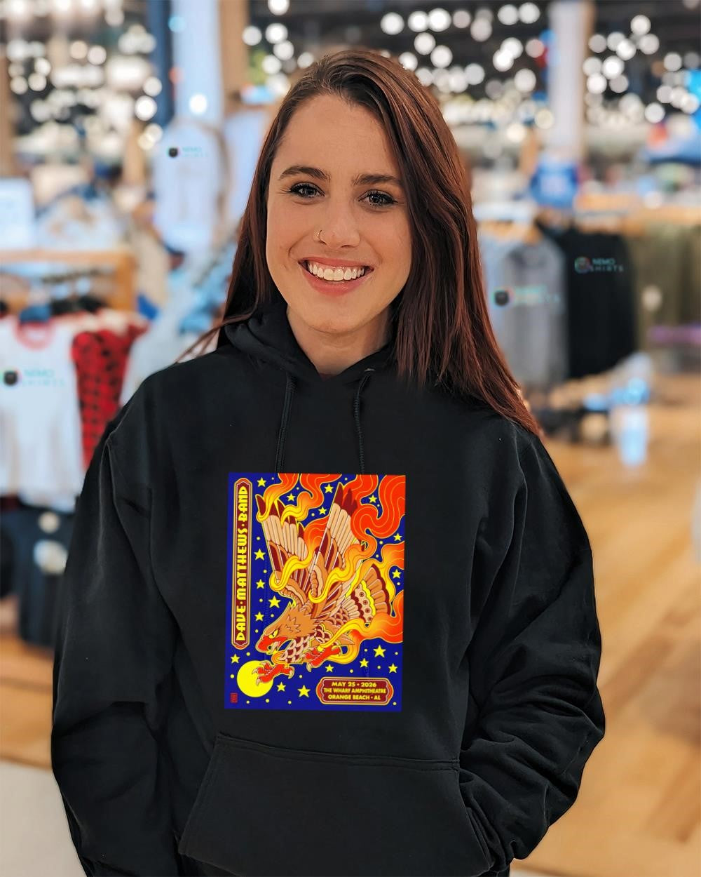 Dave Matthews Wharf Amphitheater in Orange Beach Alabama concert poster shirt