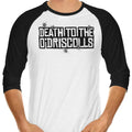 Death to the Gang - 3/4 Sleeve Raglan T-Shirt Hoodie, Sweatshirt | CiraTrend.com (Image 1)