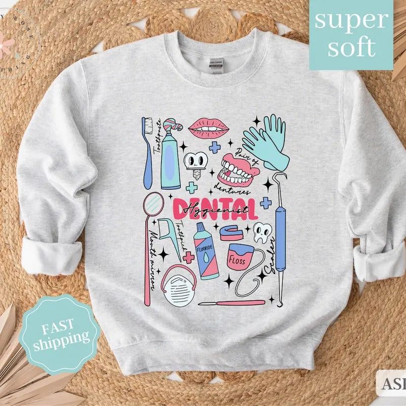 Dental Hygienist Sweatshirt, Gift for Dental Hygienist, Dental Crewneck T-Shirts, Hoodie | CiraTrend.com