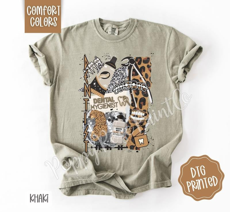 Dentist Collage Shirt Comfort Colors, Trendy Graphic Women's Tee, Gift for Her