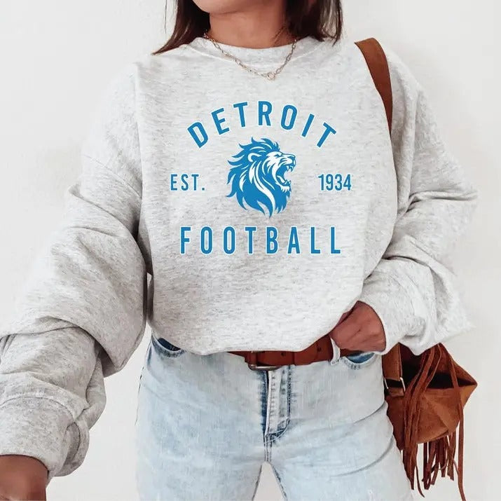 Detroit Football Crewneck Sweatshirt, Lions Sweatshirt, Detroit Fans Gift T-Shirts, Hoodie | CiraTrend.com