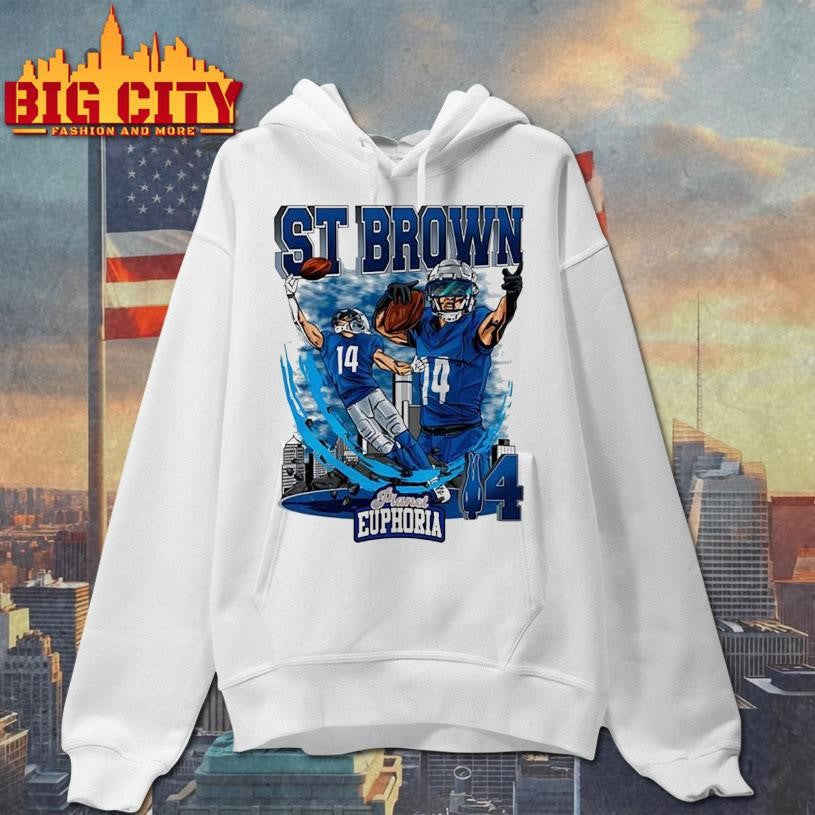 Detroit Lions Amon-Ra St. Brown 14 skyline graphic shirt