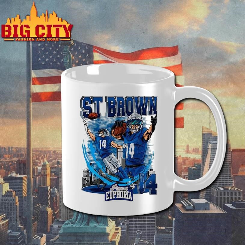 Detroit Lions Amon-Ra St. Brown 14 skyline graphic shirt