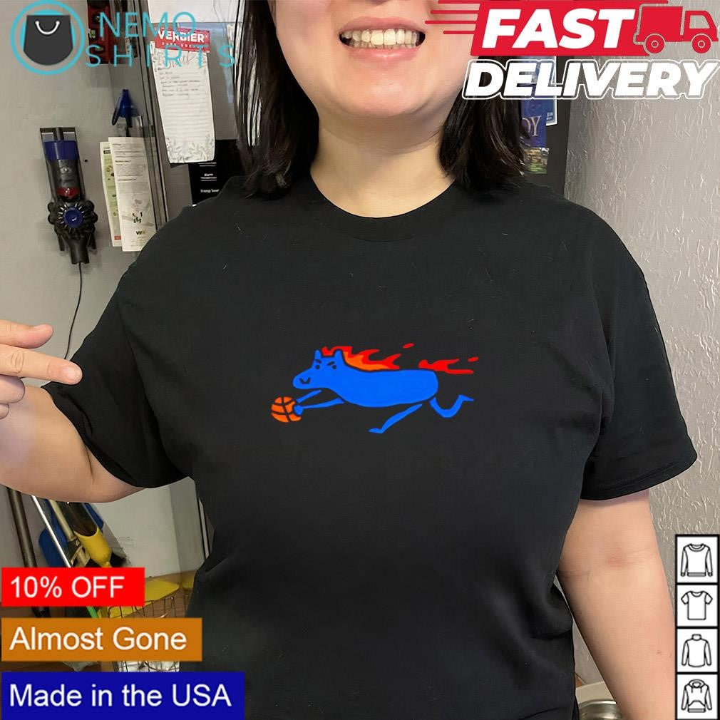 Detroit Pistons fiery blue horse basketball shirt