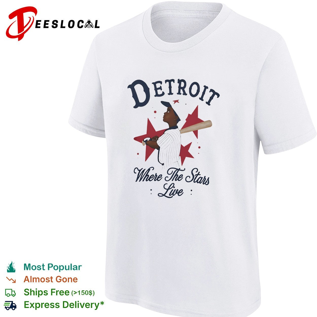 Detroit baseball player where the stars live shirt