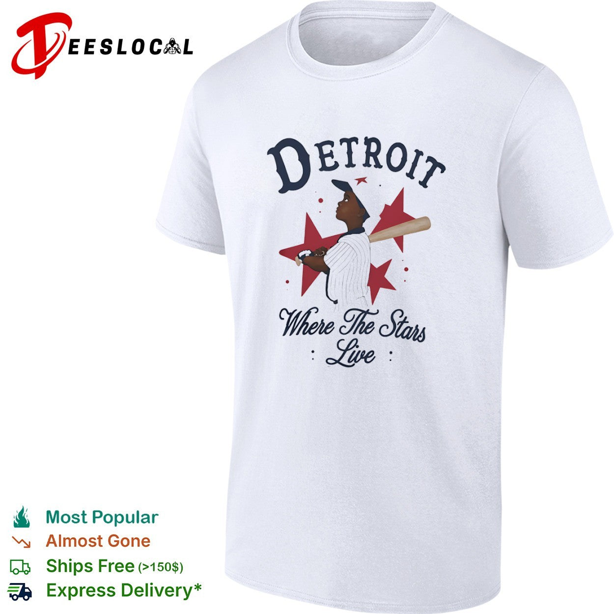 Detroit baseball player where the stars live shirt
