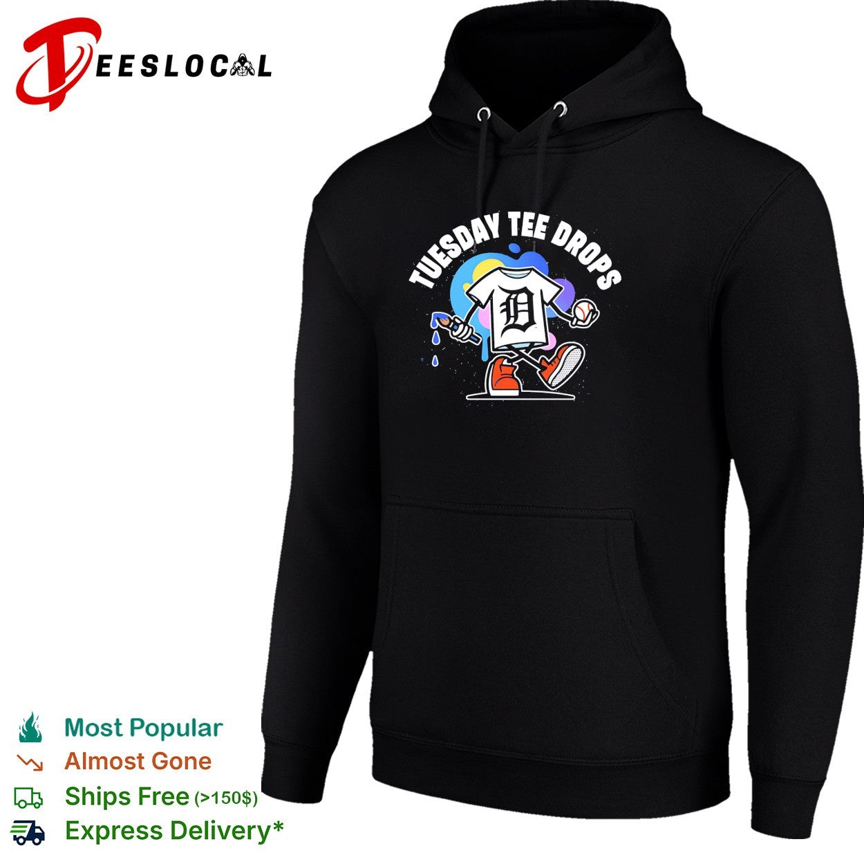 Detroit tee mascot walking Tuesday tee drops shirt