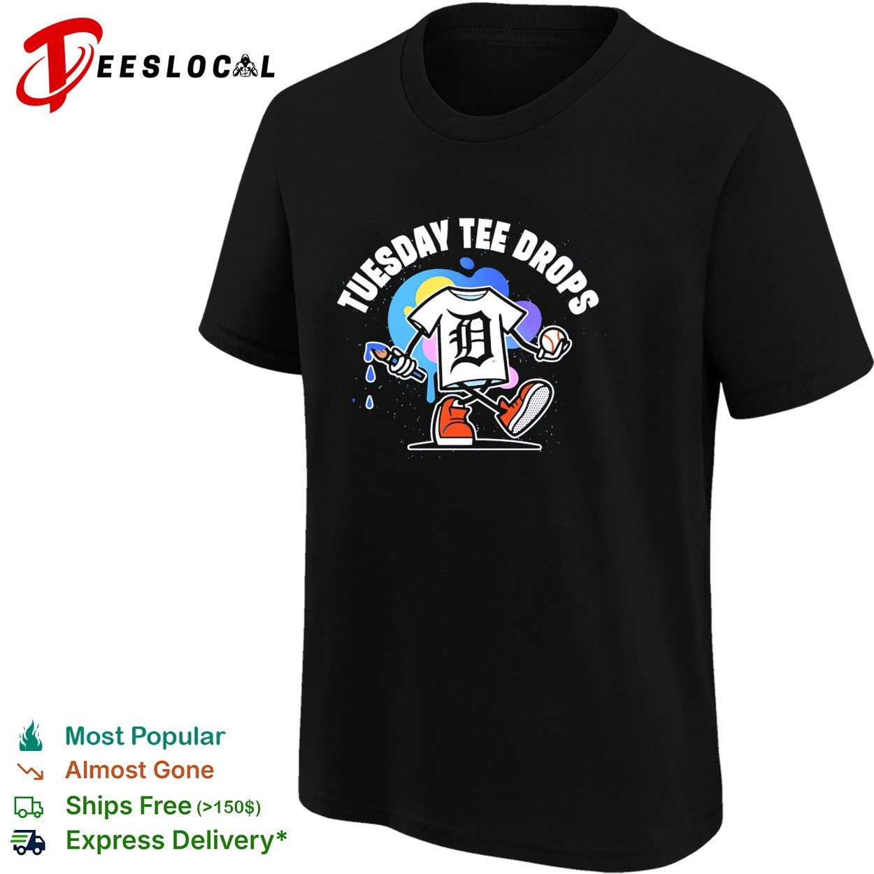 Detroit tee mascot walking Tuesday tee drops shirt