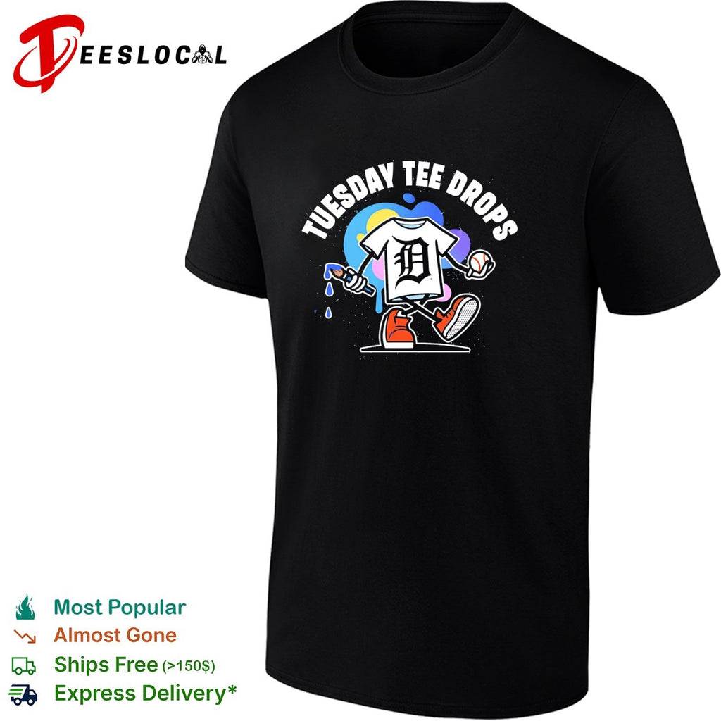 Detroit tee mascot walking Tuesday tee drops shirt