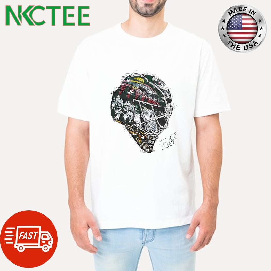 Devan Dubnyk helmet paint signature shirt