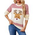 Women's Christmas Sweaters Reindeer/Diamond Drop Shoulder Long Sleeve Round Neck Ribbed Knitted Tops T-Shirts, Hoodie,...
