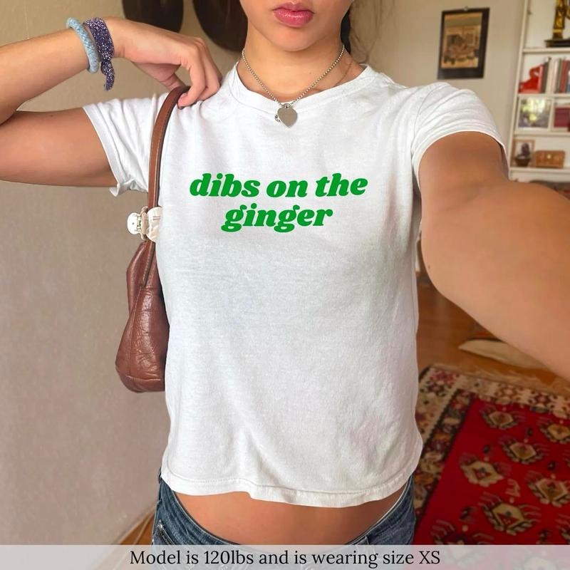 Dibs On The Ginger Baby Tee, Funny St Patricks Day Shirt, Y2K Lucky Shirt, Women T Shirt, Gifts For Her, St Paddys Day...