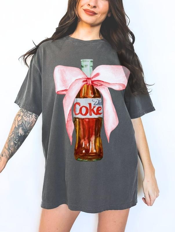 Diet Coke Tee UNISEX Diet Coke Glass Bottle Painting Shirt Trendy Diet Coke with Bow Vintage Soda Shirt Diet Cola Lover Gift