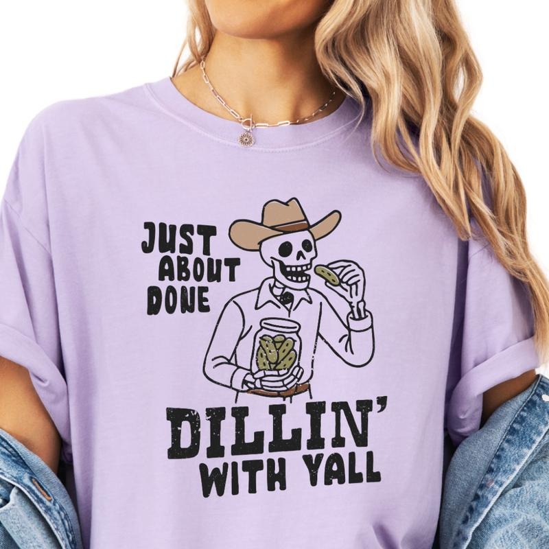 Dillin' With Yall T-shirt, vintage graphic shirt Casual Oversized Cotton Shirt for the Comfort Fabric Top Womenswear...