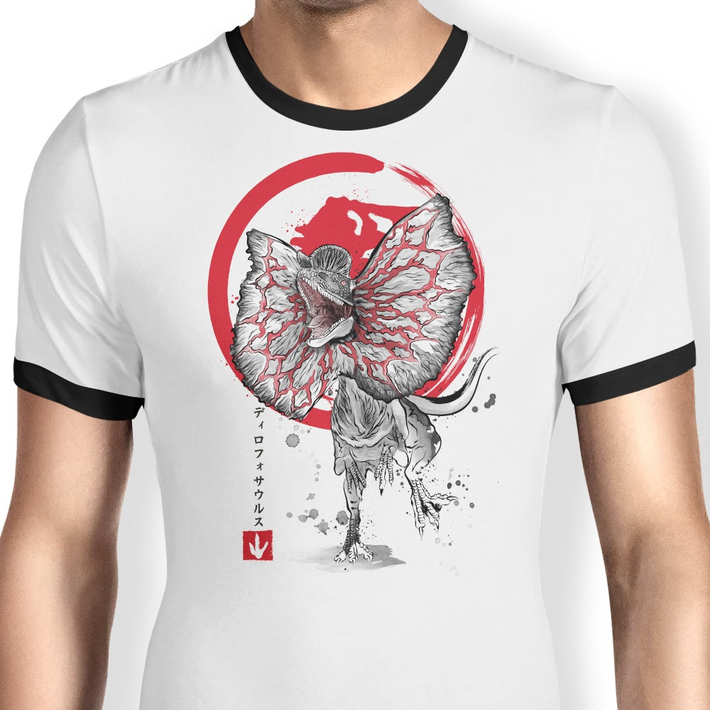 Dilophosaurus Sumi-e - Ringer T-Shirt Hoodie, Sweatshirt | CiraTrend.com (Image 1)