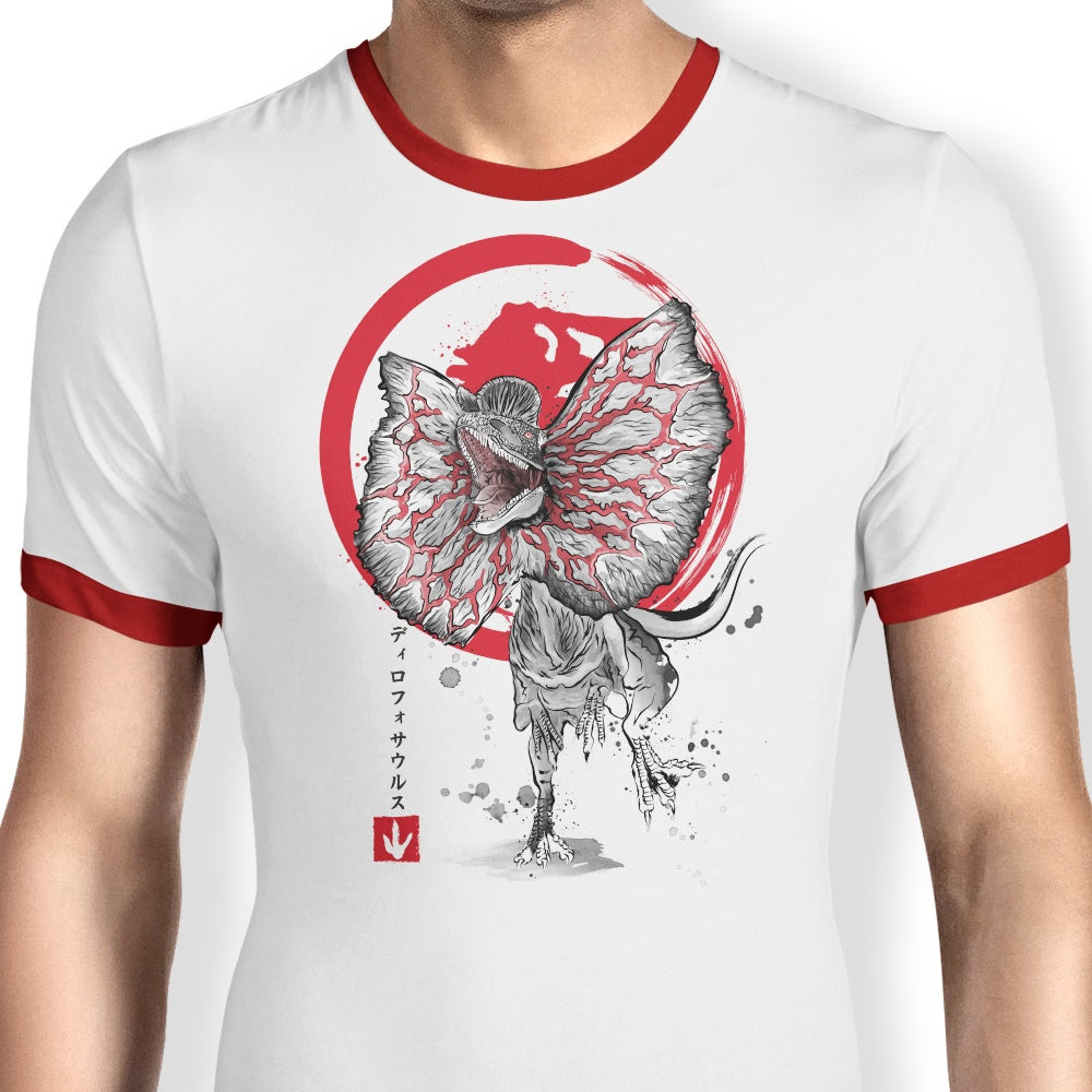 Dilophosaurus Sumi-e - Ringer T-Shirt Hoodie, Sweatshirt | CiraTrend.com (Image 3)